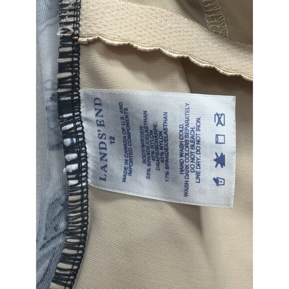 Lands End One Piece Paisley Floral Black White Side Rushing Swimsuit 12 Wireless - Picture 5 of 6